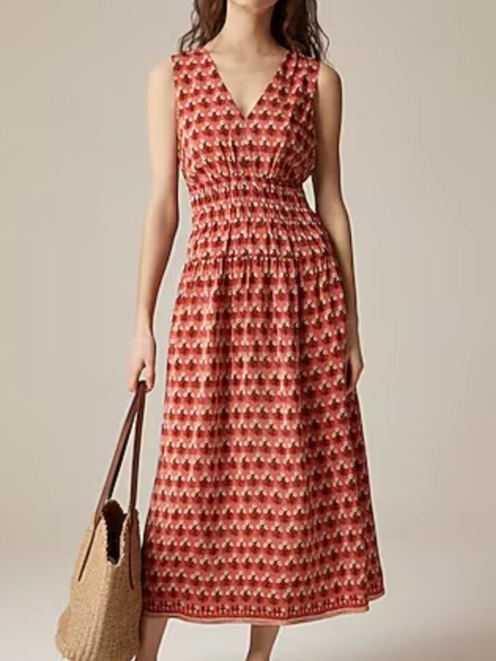 J.Crew Floral Smocked Midi Dress - Size L